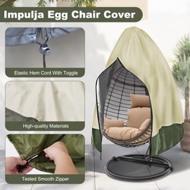 Egg Chair Cover with Zipper,Outdoor Chair Covers Waterproof,UV Resistant,Windproof Duty,Wicker Egg Swing Chair Covers,Outdoor Furniture Covers Waterproof,75" x 45",Beige