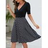 oxiuly Women's Chic Criss-Cross V-Neck Half Sleeve Polka Dot Cotton