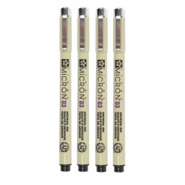 Sakura Pigma Micron 03 Black Permanent Marking Pen 0.35mm Pack of 4