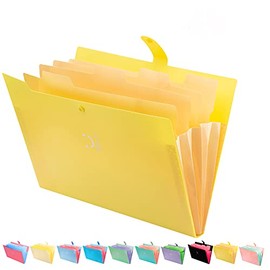 Forvencer Expanding File Folder, Banana Cute Folder for Important Documents 5 Pocket Folder Organizer with Labels Accordion Folder Letter Size Paper Organizer Folder Portable for School