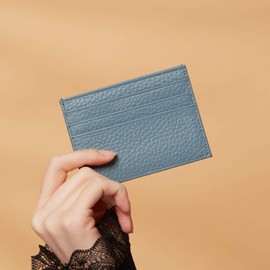 YEHMAN Leather Card Holder 7 Compartments Minimalist for Women Men Children, turquoise, Credit card sleeve