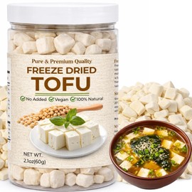 Freeze Dried Tofu Cubes - Dehydrated Tofu Dried Tofu for Soup, Non-GMO 2.1oz/60g Resealable Can, Curd for Ramen Miso Soup Toppings Camping Pantry