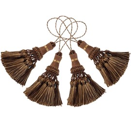BEL AVENIR Set of 4 Tassel for Craft Elegant Polyester Tassels for Pillow Key Tassel DIY Accessories for Curtain and Home Decor- Dark Coffee