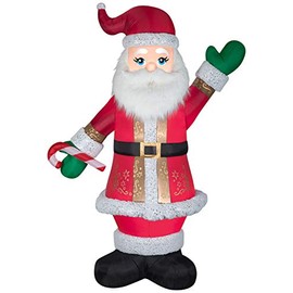 Gemmy Christmas Airblown Inflatable Mixed Media Luxe Santa w/Candy Cane, 8 ft Tall, Multicolored