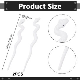 WEBEEDY 2 Stück Weiße Schlangenhaar Stick Aus Kunststoff Schlangenhaarnadel Für Dutts Dunkle Gothic Kopfbedeckung Tierhaarnadel Für Frauen Lange Haaraccessoires Valentinstag Geschenke 18x1cm