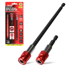 Dekton 2PC 1/4" Quick Release Bit- Fix Holder Pro - Ideal for Home, Workshop Builders| for Use with 1/4"" Drive Accessories| Knurled Sleeve for Positive Grip| Fits Directly Into Drill Chuck| Magnetic