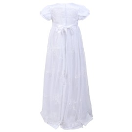 NIMBLE Baby Girls Newborn Christening Embroidered Gown Dress Outfit with Headband,0-12M