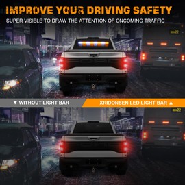 XRIDONSEN 35 inch Traffic Advisor Light Bar 48 LED Strobe Lights Amber White Emergency Safety Warning Hazard Front/Rear Window Display Controller for Construction Vehicles plow/Tow Trucks Wreckers