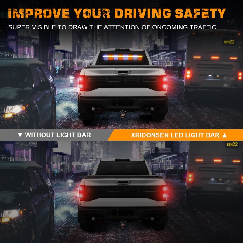 XRIDONSEN 35 inch Traffic Advisor Light Bar 48 LED Strobe
