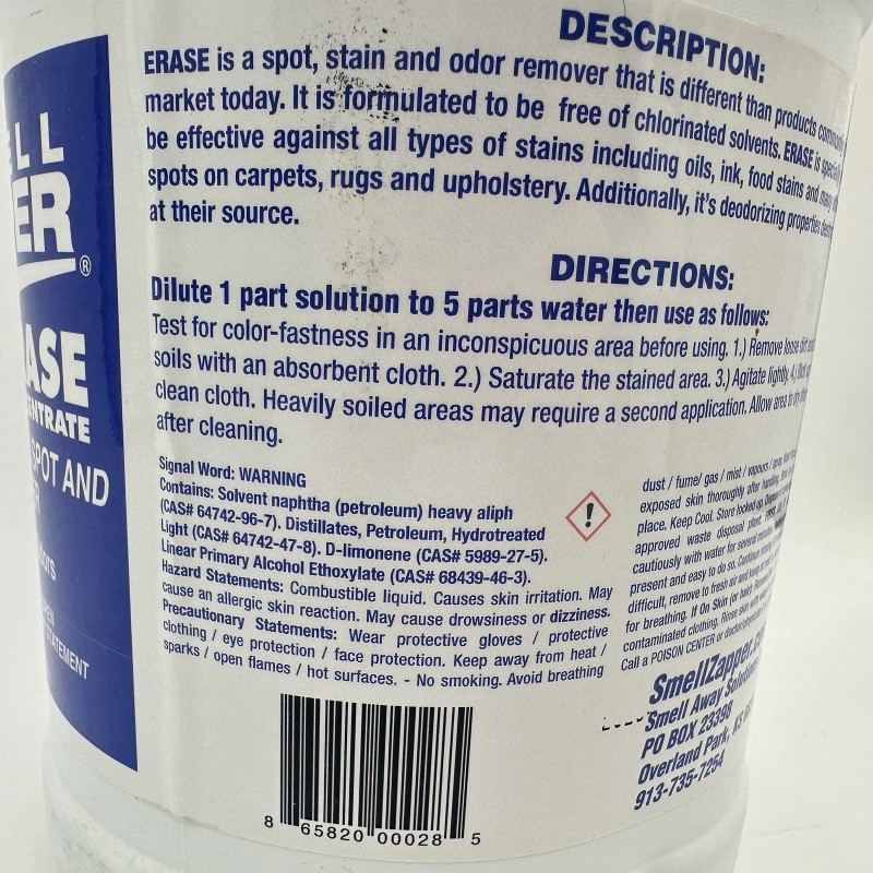 Smell Zapper Erase Concentrate - 1 Gallon - Stain and