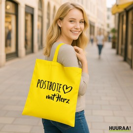 Huuraa Jute Bag Postman with Heart Gift 10 Litres Cotton Postman Gift Idea, yellow, Unit size