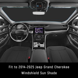 YOJOJOCO Windshield Sun Shade for Jeep 2014-2025 Grand Cherokee Accessories (OEM Size) Auto Interior Front Window Sun Visor Heat Protection