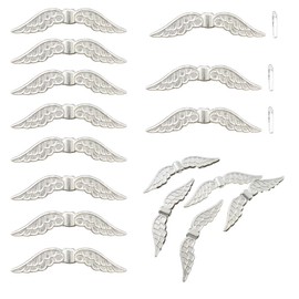 Pack of 20 Wings Angel Metal Beads Angel Wings Beads 32 mm Silver Pearl Angel Metal Jewellery Parts DIY for Bracelets, Necklaces, Bracelets, Metal