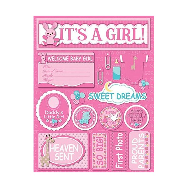 Reminisce Signature Series 3-Dimensional Sticker, It's A Girl