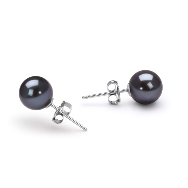 Black 7-8mm AAAA Quality Freshwater 925 Sterling Silver Cultured Pearl