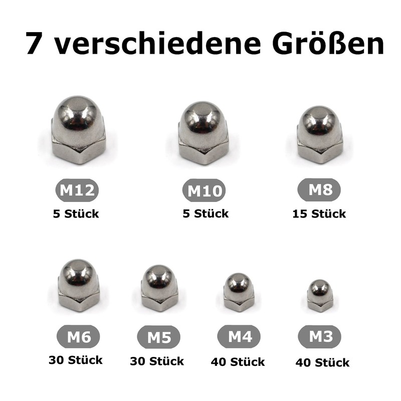 165-Piece Set of Cap Nuts High Shape According to DIN