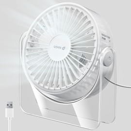 WSKEN USB Small Desk Fan - [Aesthetic Design] Mini But Powerful Portable Ultra Quiet 3 Speeds Wind Desktop Personal Fan for Outdoor Travel Bedroom Bedside Table Top Office,Acrylic Base,White