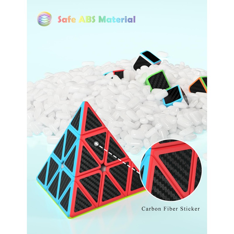 ROXENDA Pyramid Speed Cube Original Triangle Carbon Fiber Pyraminx Puzzle