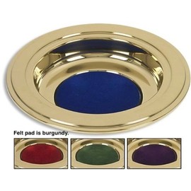 Brass Tone Offering Plates (Burgundy Felt Pad)