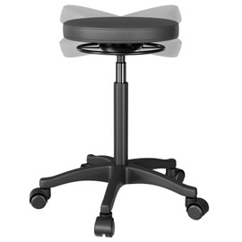 G-PACK PRO Round Rolling Stool – Swivel Stool with Wheels – Height Adjustable Drafting Stool with Wheels for Spa, Salon, Shop, Home, Office - Adjustable Height from 24" to 34" – Black