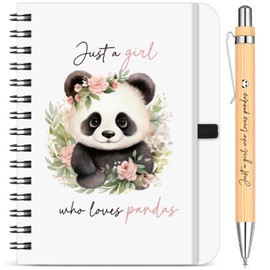 Sinmoe 2 Pcs Panda Gifts Set for Women Panda Lovers Includes Just a Girl Who Loves Pandas Notebooks & Pandas Bamboo Pen Animal Lovers Birthday Stationery Gift for Girls Friends BFF Besties Office Home