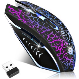 LuLabboard Wireless Gaming Mouse, Rechargeable Wireless Computer Mouse,7-Color LED,2400 DPI