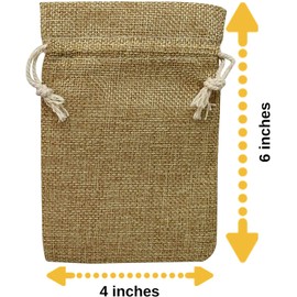 50 Small Burlap Bags with Drawstring, 4x6 Inch Rustic Gift Bag Bulk Pack - Wedding Party Favors, Jewelry and Treat Pouches