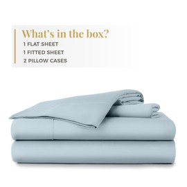 Westbrooke Egyptian Cotton Sheet Set | Full Size Sateen Sheets - 4 Piece Long Staple Cotton Bedding Set with Elasticized 15.5" Deep Pocket - Soft, Breathable Luxury Sheets - Light Blue