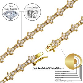 TOPGRILLZ Tennis Necklace for Women 14K Gold Plated 7mm Simulated Cubic Zirconia Diamond Tennis Chain for Women 16” 18” 20” 22” (20 IN, Gold)