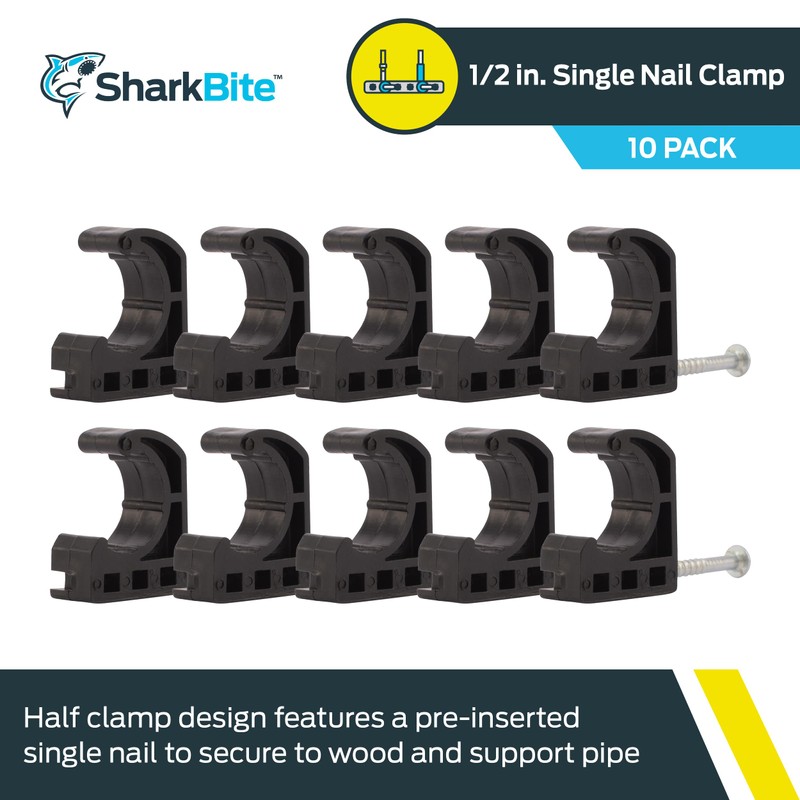 SharkBite 1/2 Inch Single Nail Half Clamp, J Hooks, Pack