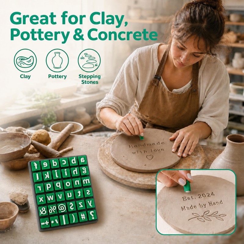 2 Pack Clay Stamps Alphabet Set, Alphabet Stamps for Clay