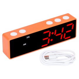 Training Timer LED Digital Timer Multifunctional Electronic Desktop Clock for Bedroom Fitness Room(Orange Frame Blue Red Display )
