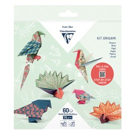 Clairefontaine 95382C - Origami Set with 60 Sheets 10 x 10 cm - 15 x 15 cm - 20 x 20 cm 70 g, Birds, 1 Set