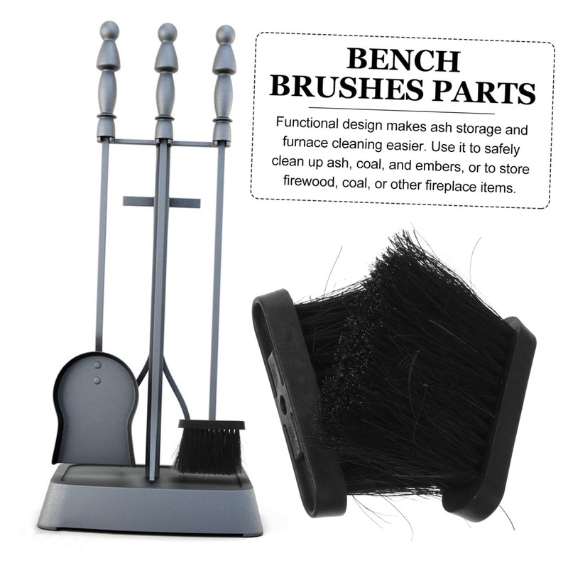 STOBAZA 2pcs Fireplace Cleaning Brush Replacement Heads Handle Ergonomic Design
