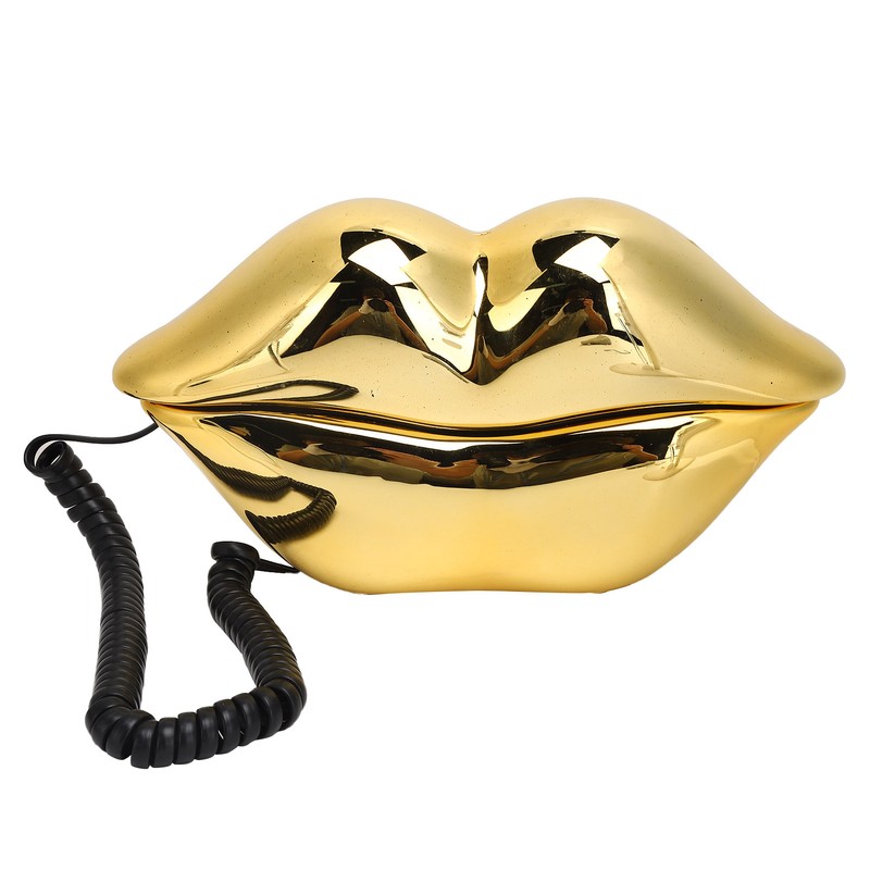 Electroplating Golden Lip Shape Telephone with Telephone Line for Home