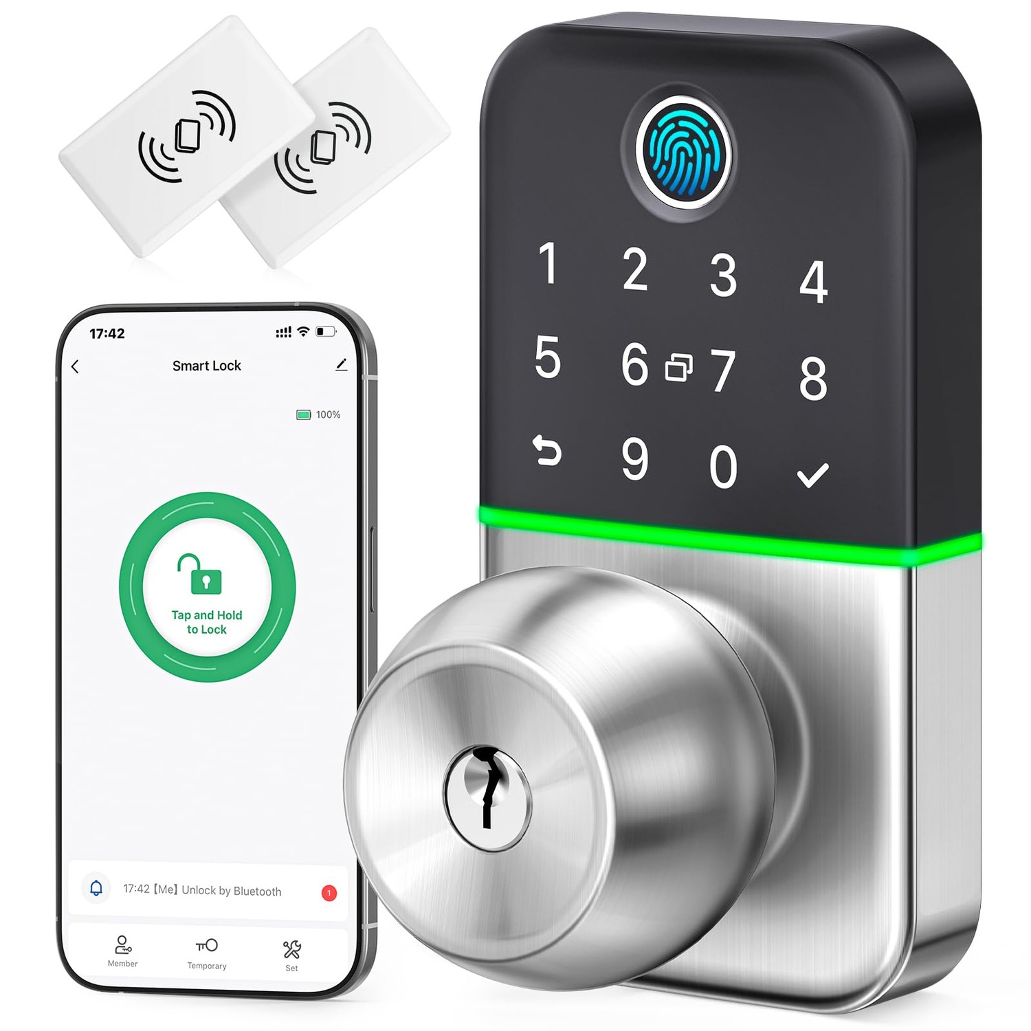 Keypad Smart Door Lock with Knob: Kucacci Keyless Entry Fingerprint ...