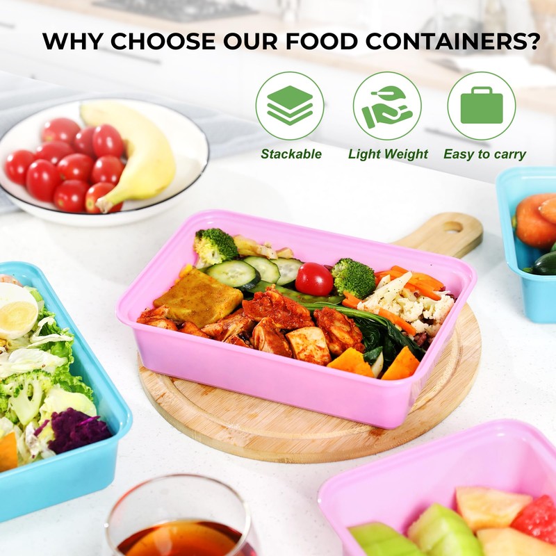 10 Pack 42 oz Meal Prep Containers, Reusable Plastic Food