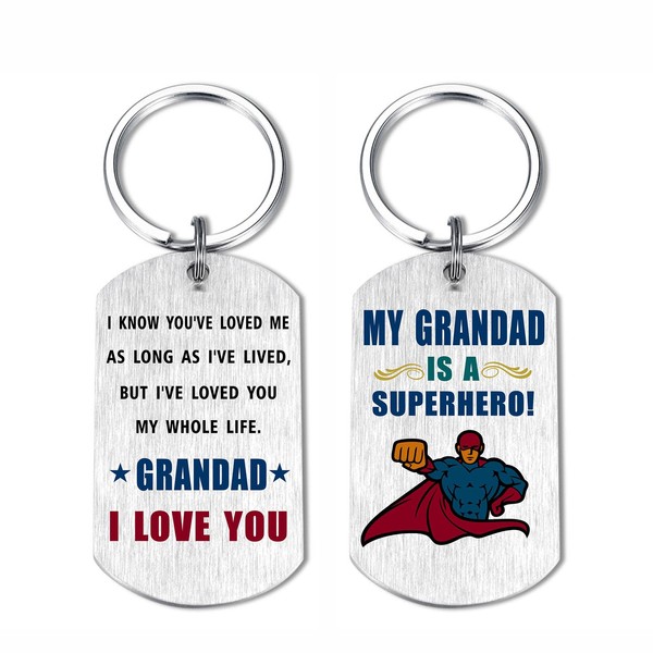 EE&YU Grandad Fathers Day Keyring - Best Hero Grandad Birthday