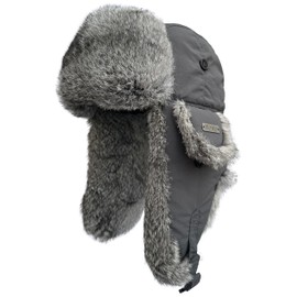Winter Trapper Hat for Men Women 100% Real Rabbit Fur Russian Fur Winter Ushanka Hat Men Aviator Hat Mens Trapper Hat with Ear Flaps Grey