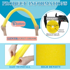 Hanaive 6 Pcs Pre Slit Clamp Foam Protection Insulation Foam Tubes for Padding Jumbo Pool Noodles Foam Large Foam Tube for Swimming Floating Craft Projects Padding Bumper(40 x 2.4 x 0.6 Inch,Yellow)