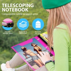 WOT I Telescoping 3 Ring Binder 1 Inch 4PCS, Flexible View Binder with Expandable Spine+Customized Front Cover+Clear Catalog Pocket+Holds 200 Sheets, Flat Thin Binder for School Office Home