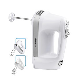 Kenmore Hand Mixer – 5 Speed Handheld Blender, Electric Egg Beater, Whisk, Dough Hooks, Storage Case, Turbo Boost for Cake Mix, Baking, Retractable Cord, Kitchen Appliances