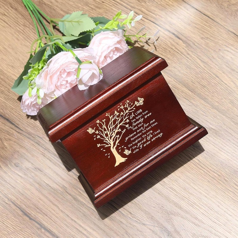6 Inch Small Wooden Urn for Human Ashes - Keepsake