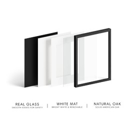 HAUS AND HUES 8x10 Picture Frame with Real Glass and Black Oak Matted to 5x7 - Oak Black Picture Frame - Includes American Oak, Easel Back, Vertical Hang - Ideal for Home, Office (8x10 in, Black)