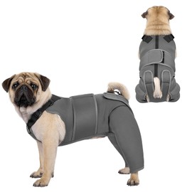 OneTigris Dog Body Suit After Surgery, Dog After Neutering Male with Adjustable Straps, Soft Lick Protection Dogs for Male or Female, Body for Small/Medium/Large Dog (Gray, XS)