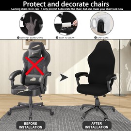 Yixinly Gaming Chair Cover, Set of 4 Gaming Chair Covers, Office Chair Cover, Stretchable, Removable, Washable Gaming Chair Covers, Non-Slip for Computer Chair, Gaming Chair, Swivel Chair (Grey)
