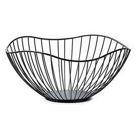 Suitcase Company GPT Storage Basket, Wire Basket, Fruit Basket, Round Stainless Steel, Radial, Oval, Tabletop, Storage, Black