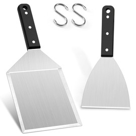 HaWare Grill Spatula Set, Stainless Steel Plancha Spatula Set of 2 for Smash Burgers, Grill Spatula for Gas Grill, Fire Plate and Teppanyaki, Grill Gifts for Men - Dishwasher Safe