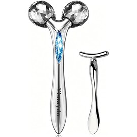 Vimaydo Beauty Roller Y-Shaped Beauty Roller Massage Roller Face-Slimming Roller for Face & Body Use 3D Facial Device No Charging Required Waterproof Microcurrent Weak Electric Current Beauty Device