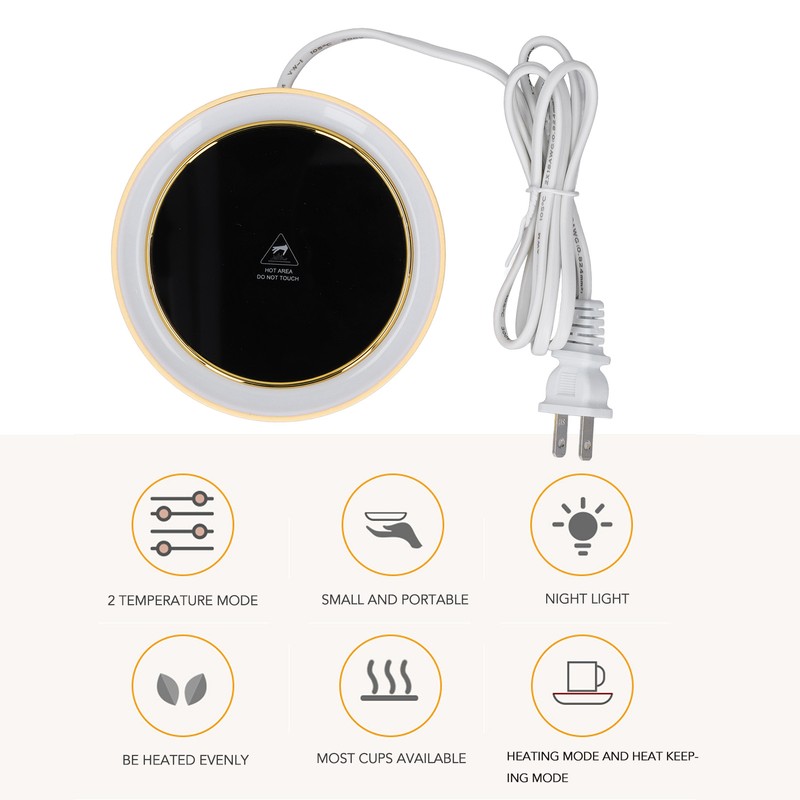 Electric Cup Warmer Constant Temperature 2 Modes LED Light Desk